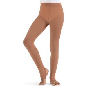 imageCapezio Girls Ultra Soft Self Knit Waistband Stirrup Tight  GirlsDark Suntan